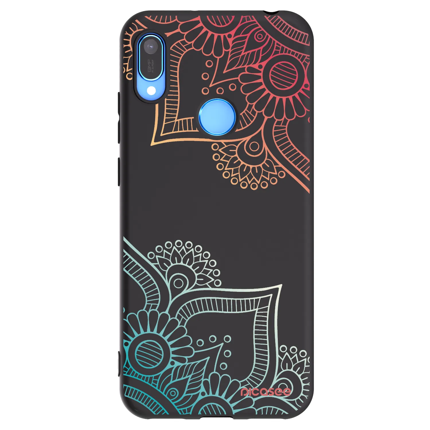 Picasee crna silikonska maskica za Huawei Y6 2019 - Flowers pattern