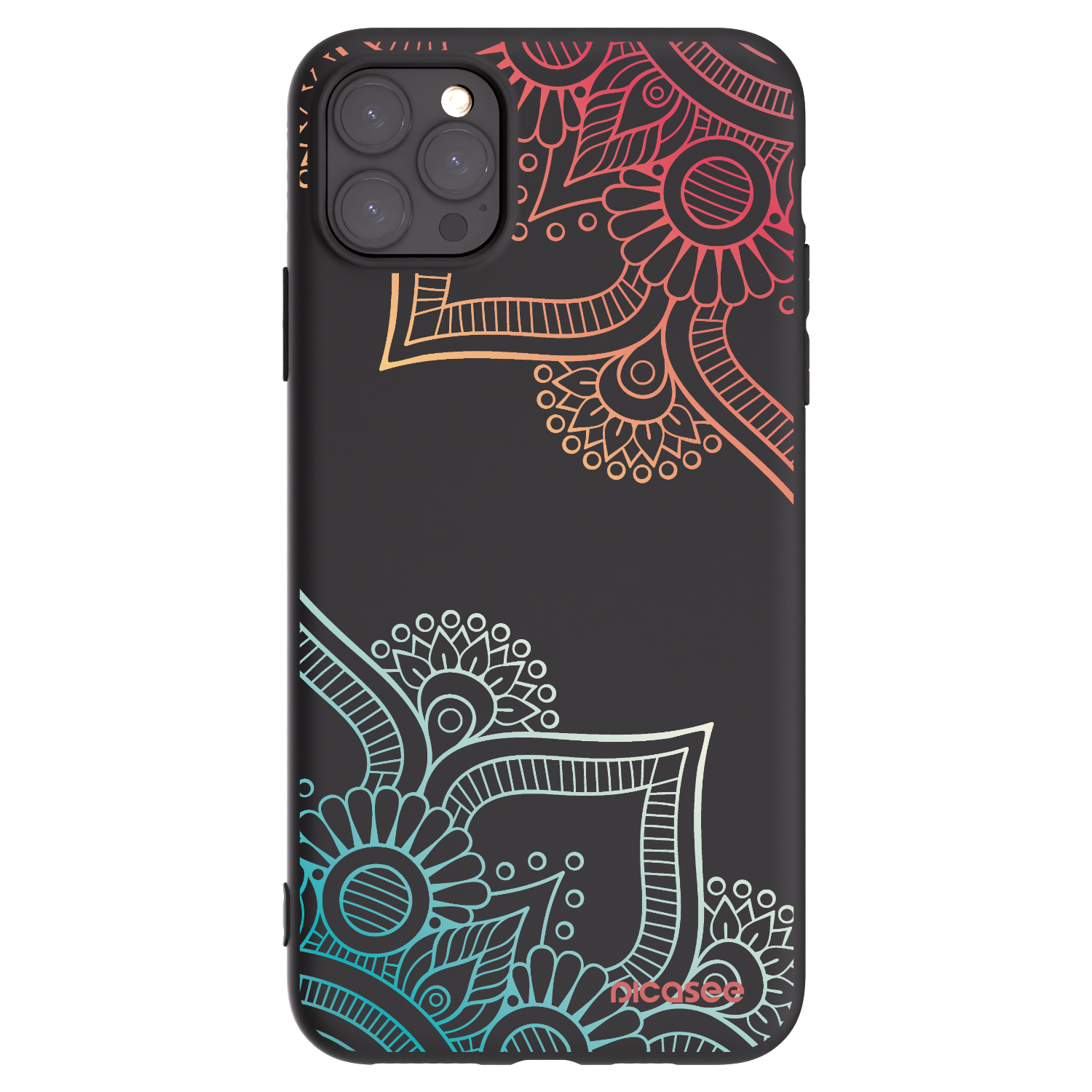 Picasee crna silikonska maskica za Apple iPhone 11 Pro Max - Flowers pattern