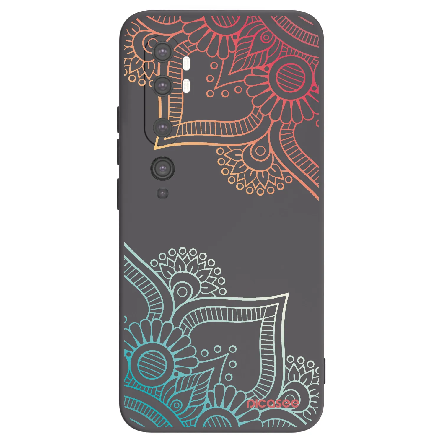 Picasee crna silikonska maskica za Xiaomi Mi Note 10 (Pro) - Flowers pattern