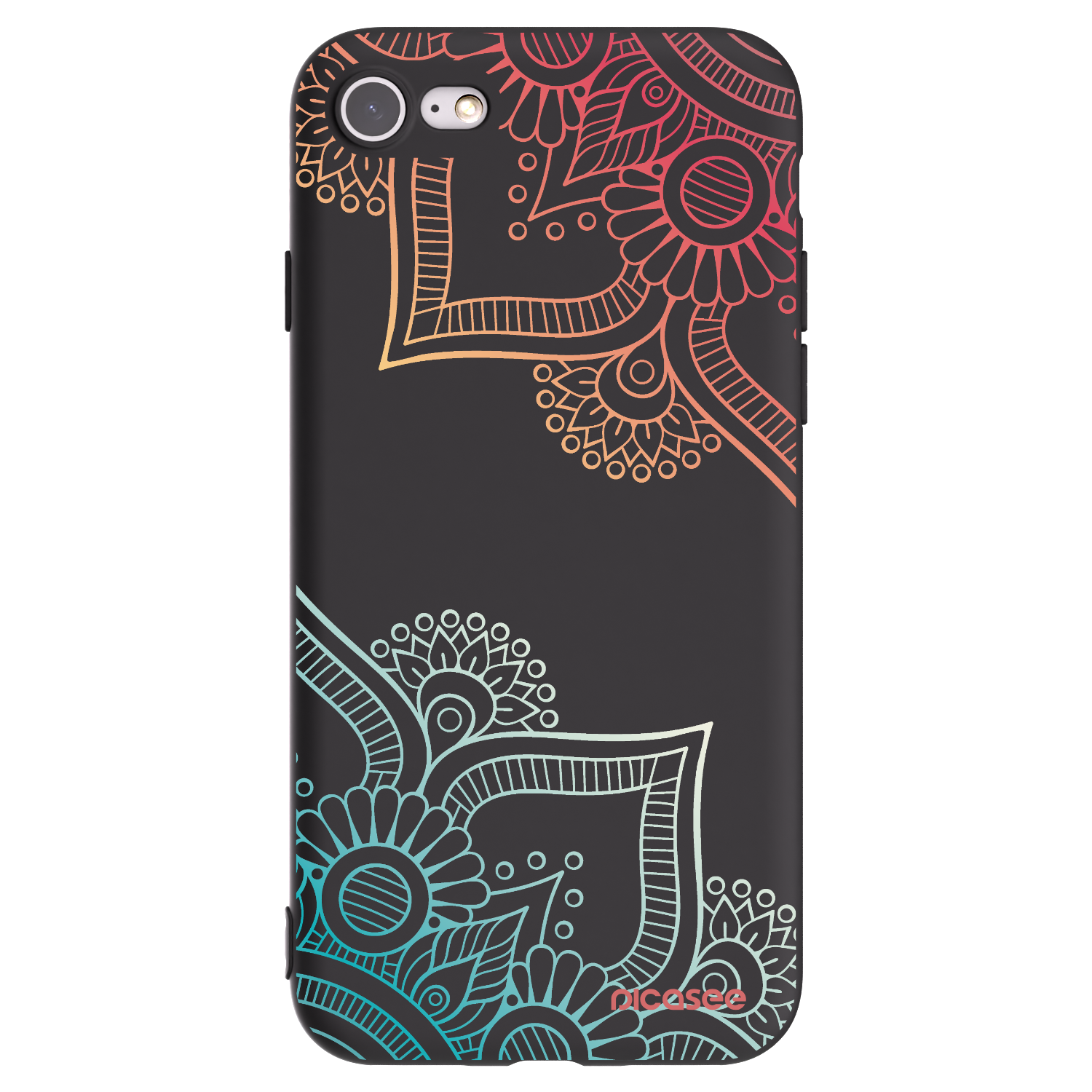 Picasee crna silikonska maskica za Apple iPhone SE 2020 - Flowers pattern