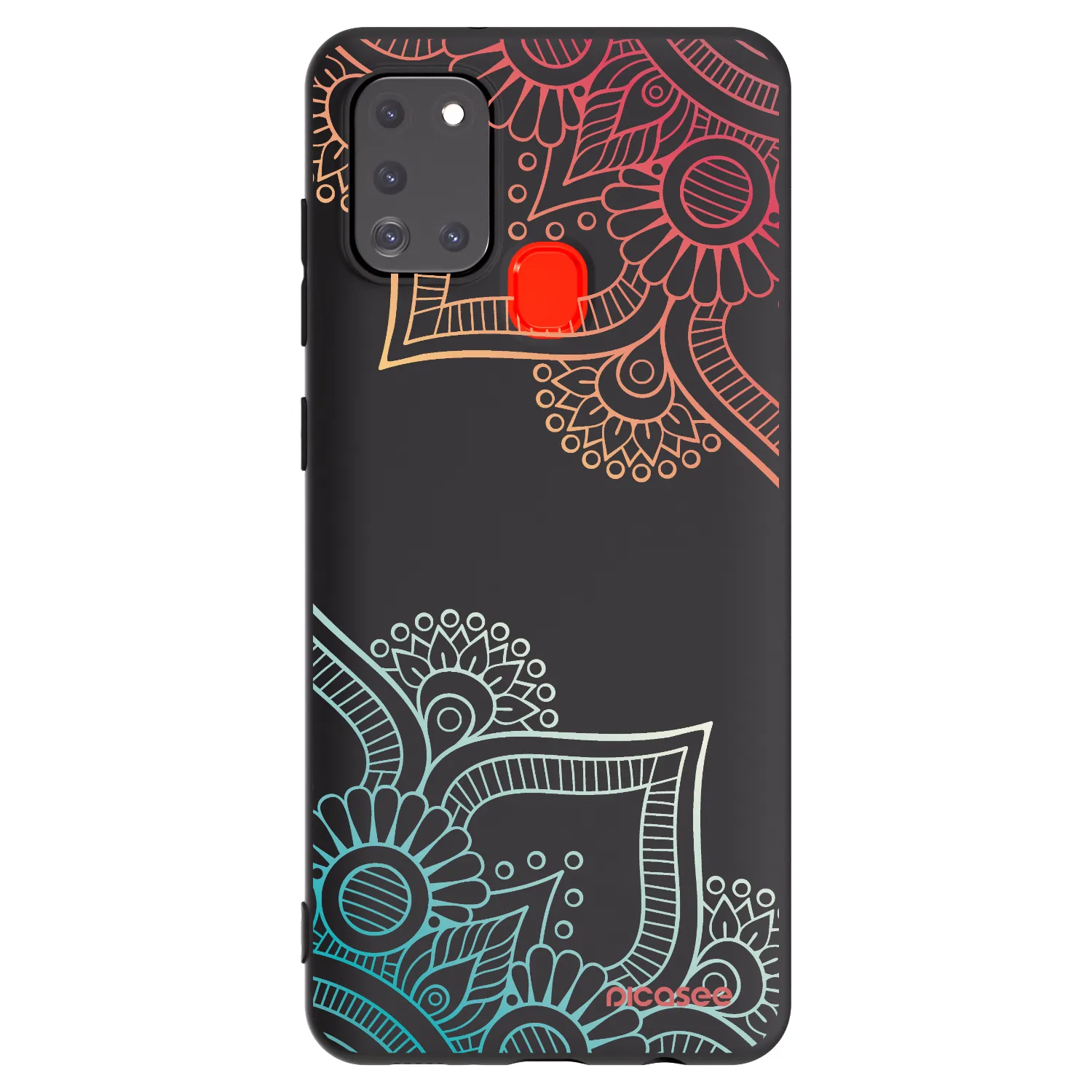 Picasee crna silikonska maskica za Samsung Galaxy A21s - Flowers pattern