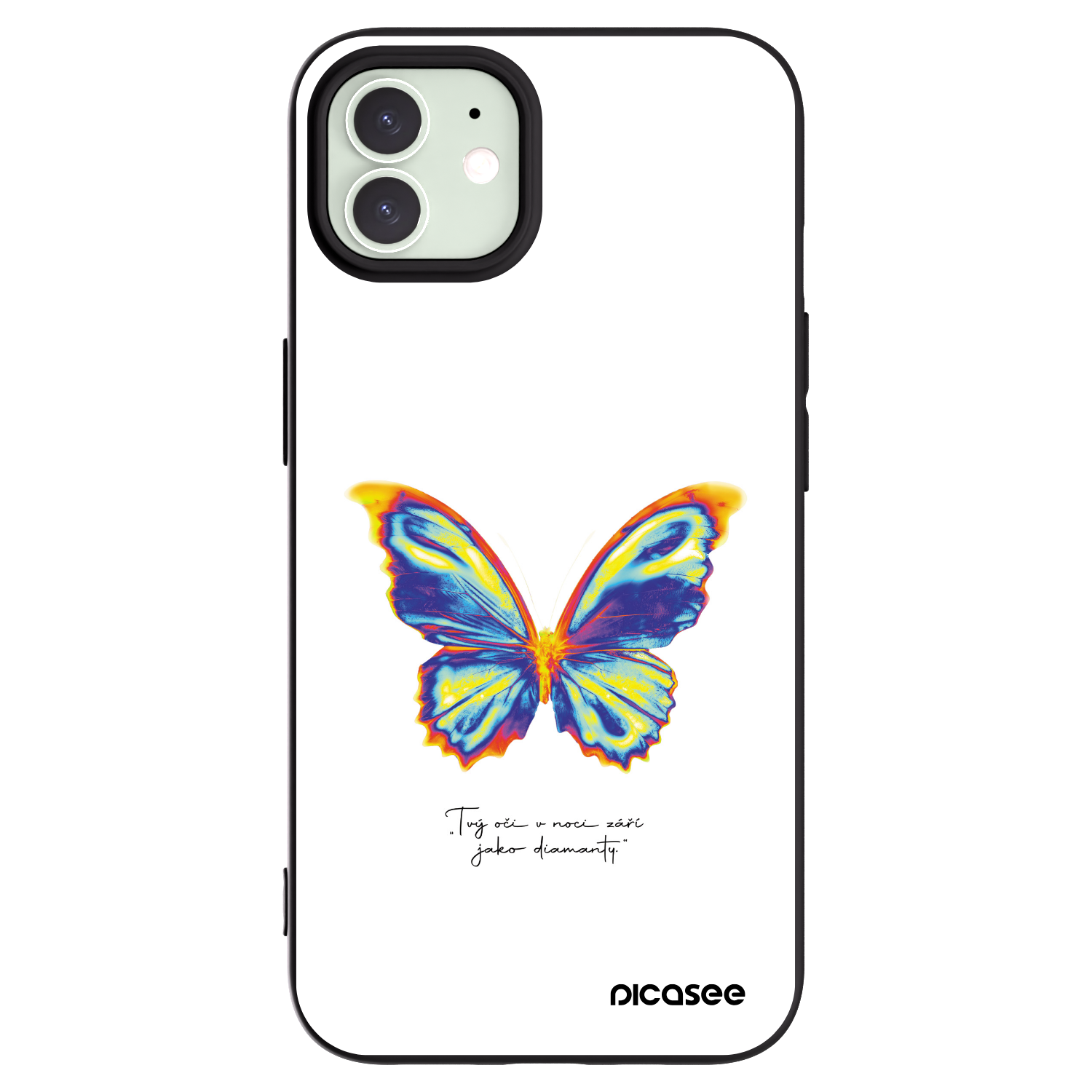 Picasee crna silikonska maskica za Apple iPhone 12 - Diamanty White
