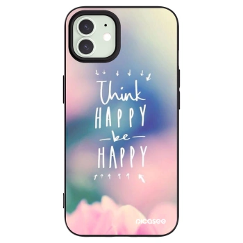 Picasee crna silikonska maskica za Apple iPhone 12 - Think happy be happy