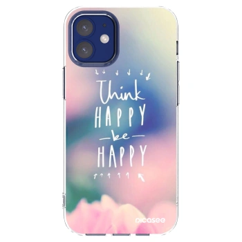 Picasee silikonska prozirna maskica za Apple iPhone 12 mini - Think happy be happy