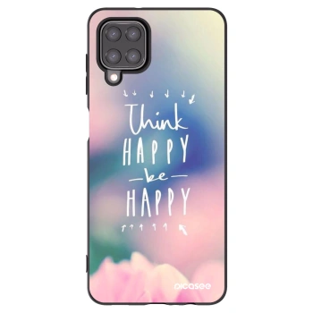 Picasee crna silikonska maskica za Samsung Galaxy A12 A125F - Think happy be happy