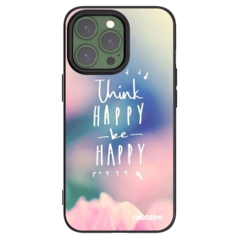 Picasee crna silikonska maskica za Apple iPhone 13 Pro - Think happy be happy