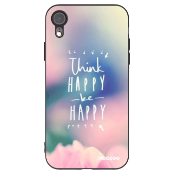 Picasee crna silikonska maskica za Apple iPhone XR - Think happy be happy