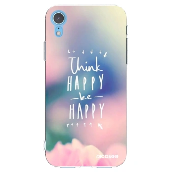 Picasee silikonska prozirna maskica za Apple iPhone XR - Think happy be happy