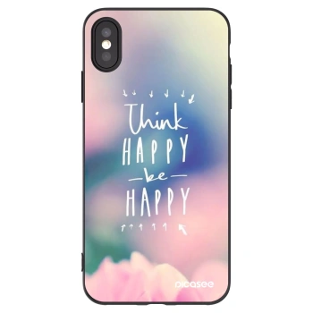 Picasee crna silikonska maskica za Apple iPhone XS Max - Think happy be happy