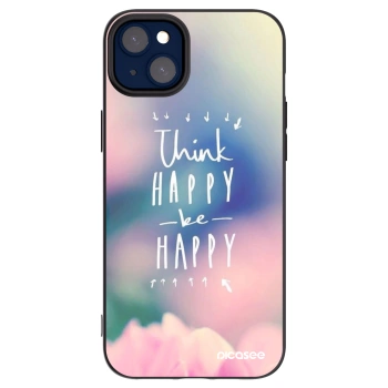 Picasee crna silikonska maskica za Apple iPhone 14 Plus - Think happy be happy