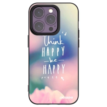 Picasee crna silikonska maskica za Apple iPhone 14 Pro - Think happy be happy