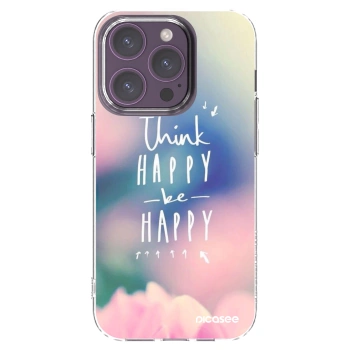 Picasee silikonska prozirna maskica za Apple iPhone 14 Pro - Think happy be happy