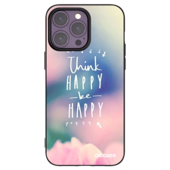 Picasee crna silikonska maskica za Apple iPhone 14 Pro Max - Think happy be happy