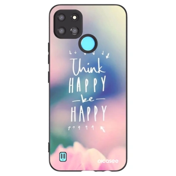 Picasee crna silikonska maskica za Realme C21Y - Think happy be happy