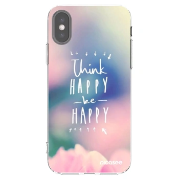Picasee silikonska prozirna maskica za Apple iPhone X/XS - Think happy be happy