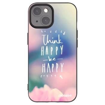 Picasee crna silikonska maskica za Apple iPhone 15 - Think happy be happy