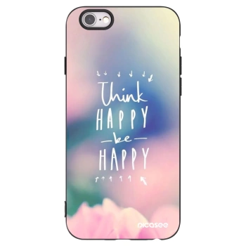 Picasee crna silikonska maskica za Apple iPhone 6/6S - Think happy be happy
