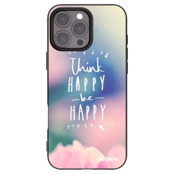 Picasee crna silikonska maskica za Apple iPhone 16 Pro Max - Think happy be happy