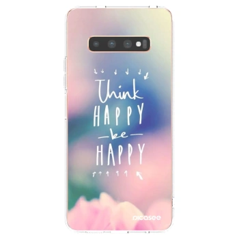Picasee silikonska prozirna maskica za Samsung Galaxy S10 Plus G975 - Think happy be happy