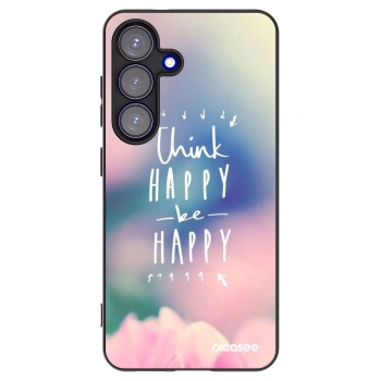 Picasee crna silikonska maskica za Samsung Galaxy S25 5G - Think happy be happy