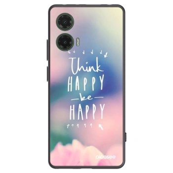 Picasee crna silikonska maskica za Motorola Moto G35 5G - Think happy be happy