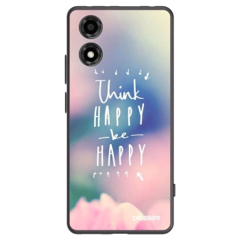 Picasee crna silikonska maskica za Motorola Moto E14 - Think happy be happy