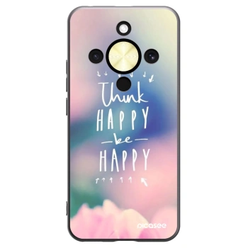 Picasee crna silikonska maskica za Honor Magic8 Lite 5G - Think happy be happy