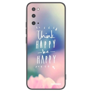 Picasee crna silikonska maskica za Samsung Galaxy S20 G980F - Think happy be happy