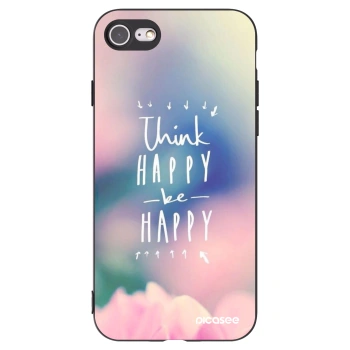 Picasee crna silikonska maskica za Apple iPhone SE 2020 - Think happy be happy