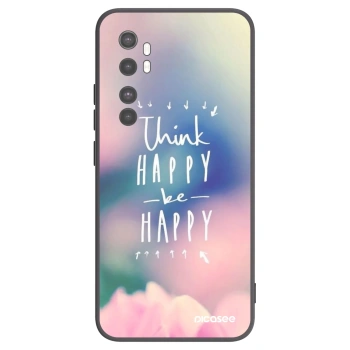 Picasee crna silikonska maskica za Xiaomi Mi Note 10 Lite - Think happy be happy
