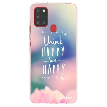 Picasee silikonska prozirna maskica za Samsung Galaxy A21s - Think happy be happy