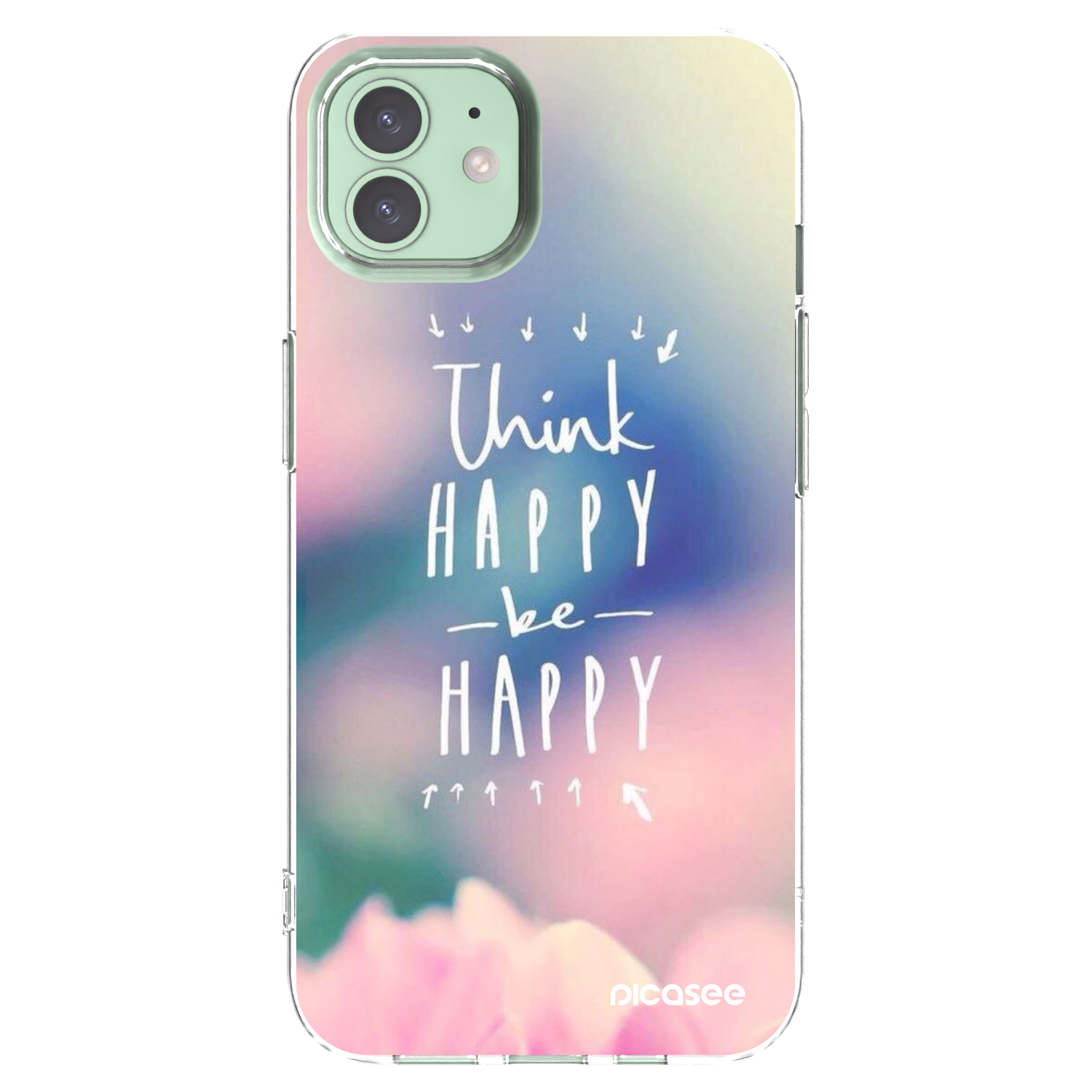 Picasee silikonska prozirna maskica za Apple iPhone 12 Pro - Think happy be happy