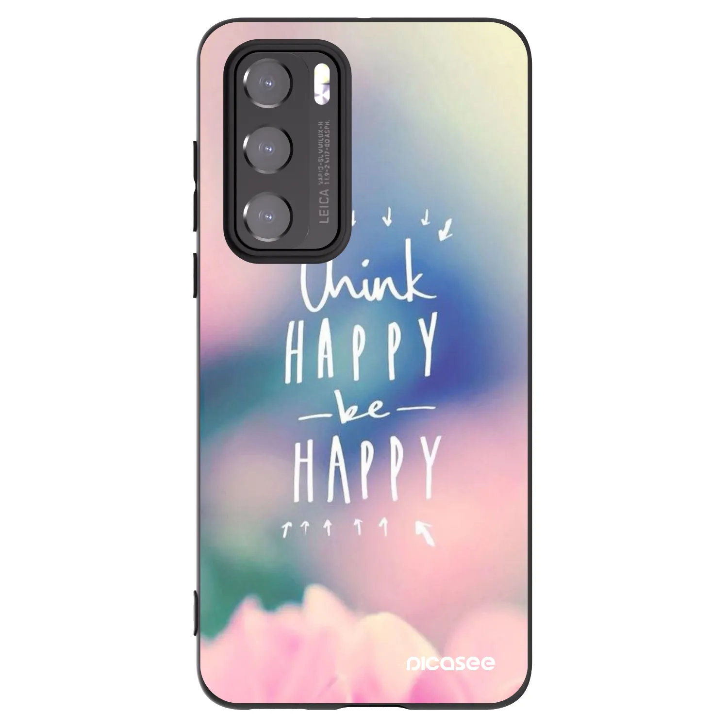 Picasee crna silikonska maskica za Huawei P40 - Think happy be happy
