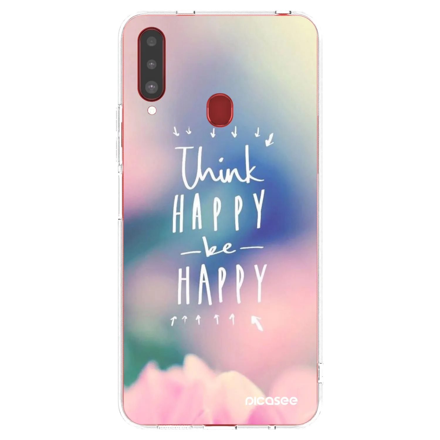 Picasee silikonska prozirna maskica za Samsung Galaxy A20s - Think happy be happy