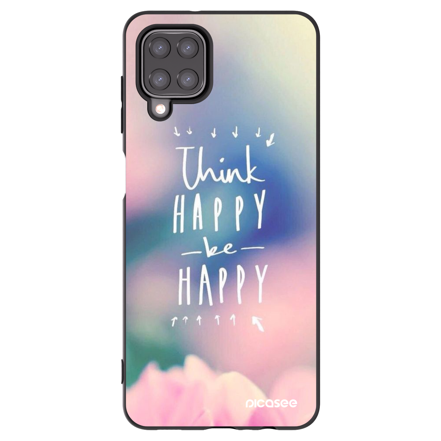 Picasee crna silikonska maskica za Samsung Galaxy A12 A125F - Think happy be happy
