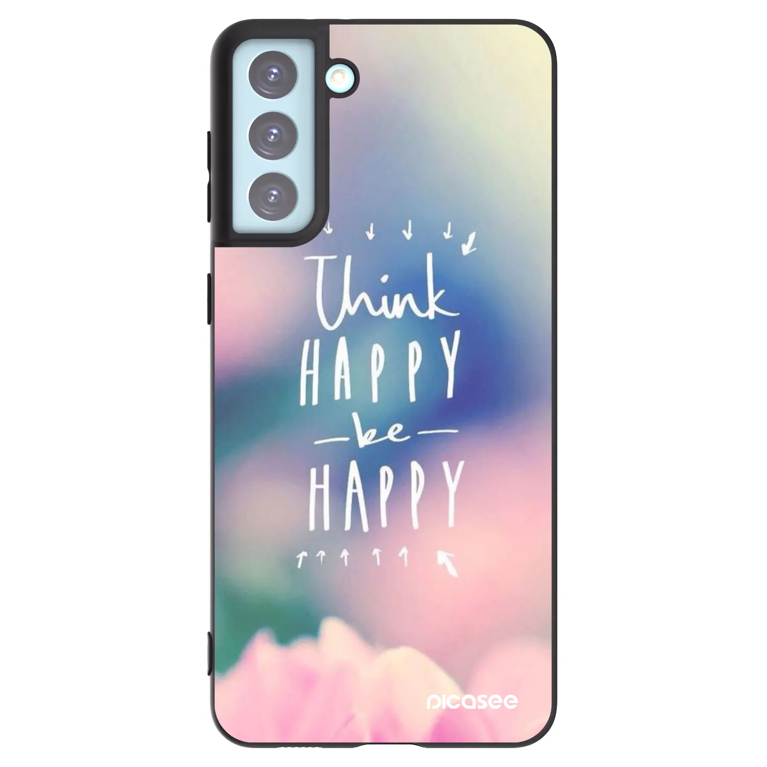 Picasee crna silikonska maskica za Samsung Galaxy S21+ 5G G996F - Think happy be happy