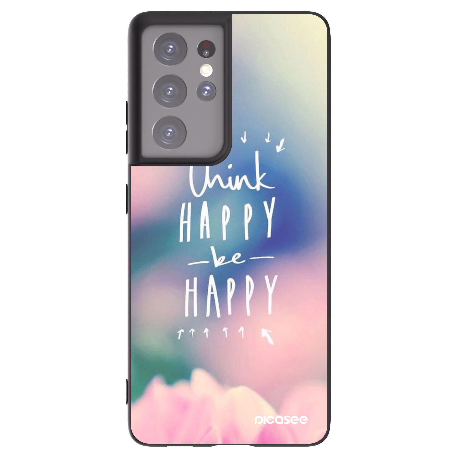 Picasee crna silikonska maskica za Samsung Galaxy S21 Ultra 5G G998B - Think happy be happy