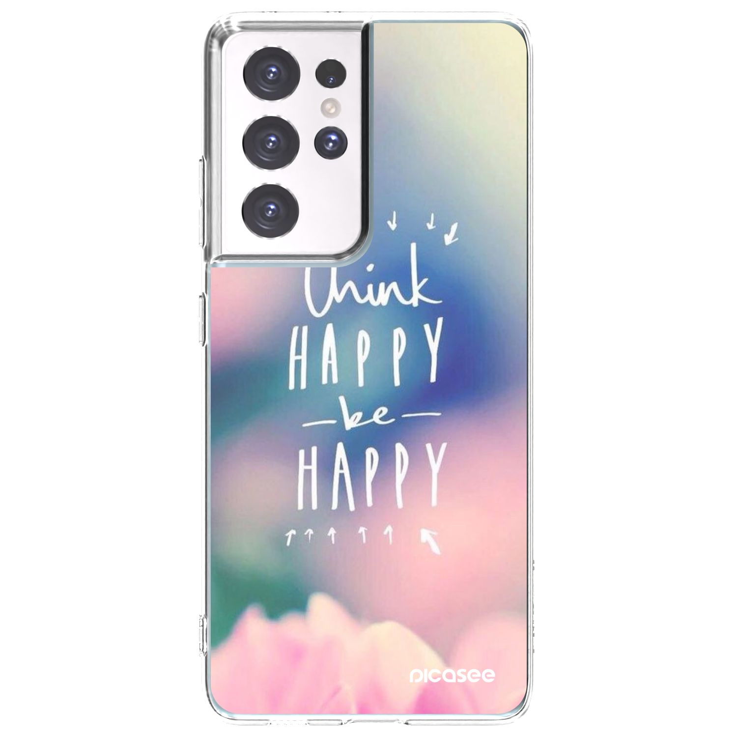 Picasee silikonska prozirna maskica za Samsung Galaxy S21 Ultra 5G G998B - Think happy be happy