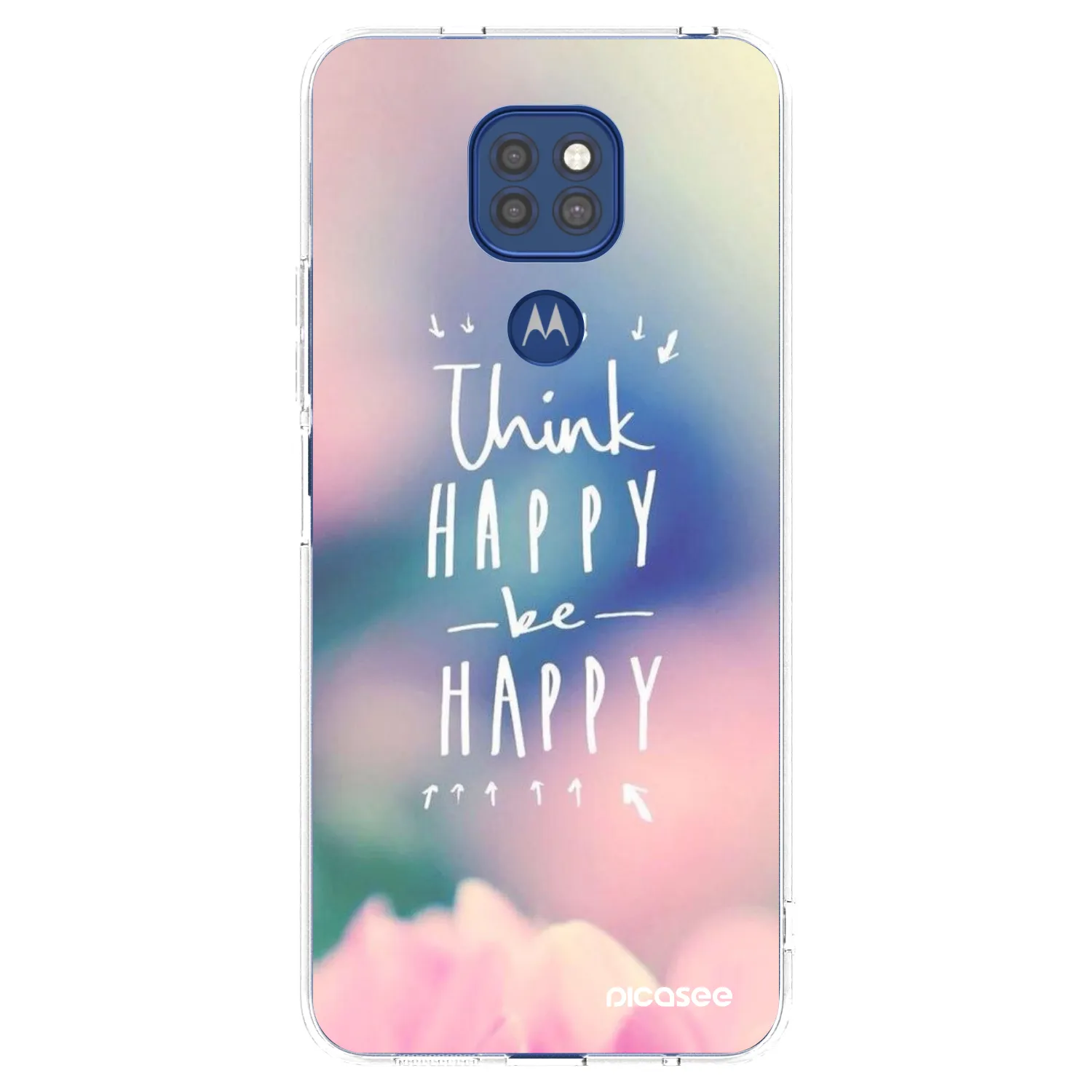 Picasee silikonska prozirna maskica za Motorola Moto G9 Play - Think happy be happy