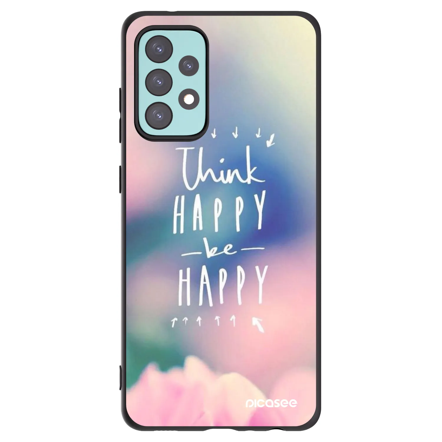 Picasee crna silikonska maskica za Samsung Galaxy A72 A725F - Think happy be happy