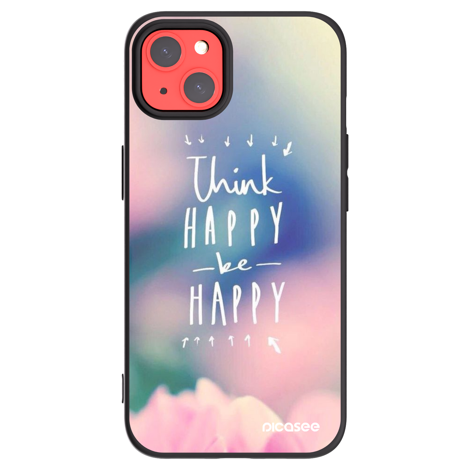 Picasee crna silikonska maskica za Apple iPhone 13 - Think happy be happy