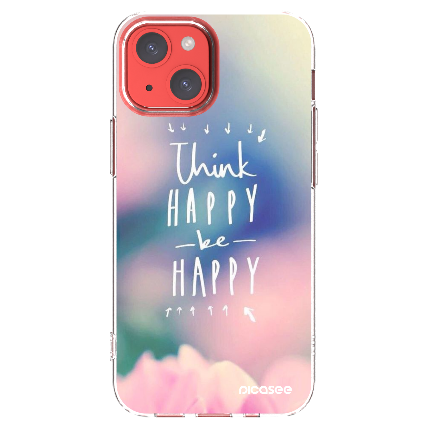 Picasee silikonska prozirna maskica za Apple iPhone 13 mini - Think happy be happy