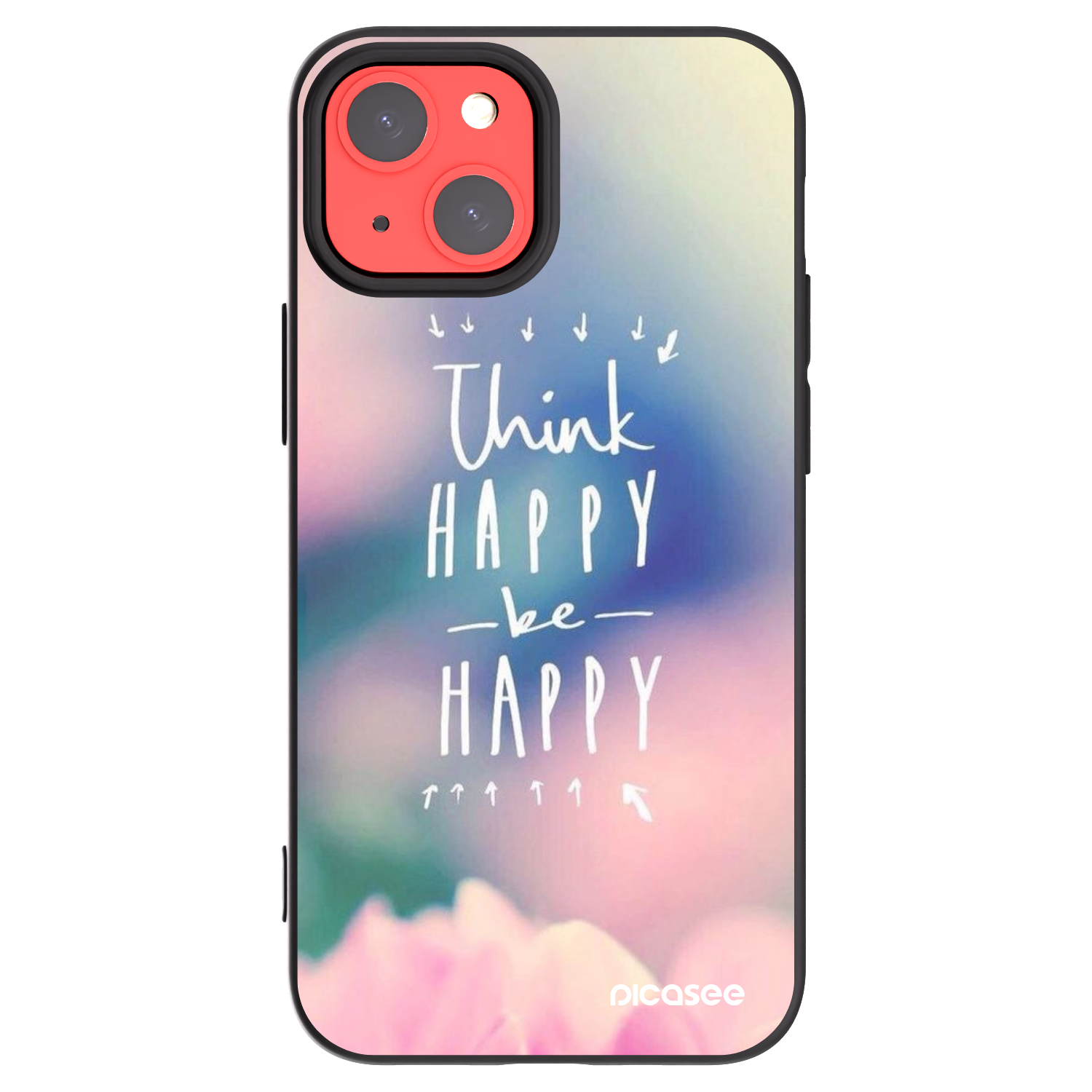 Picasee crna silikonska maskica za Apple iPhone 13 mini - Think happy be happy
