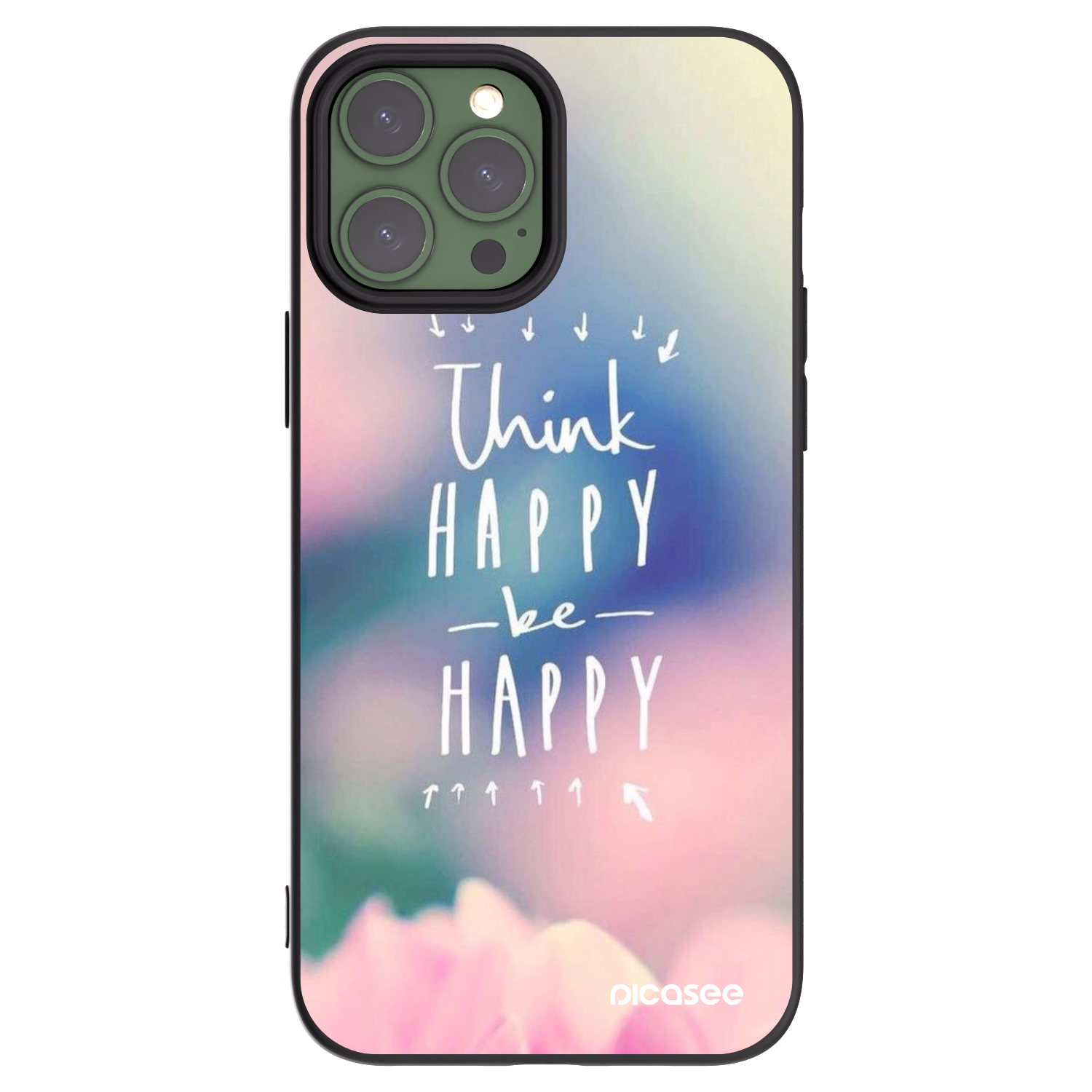 Picasee crna silikonska maskica za Apple iPhone 13 Pro Max - Think happy be happy