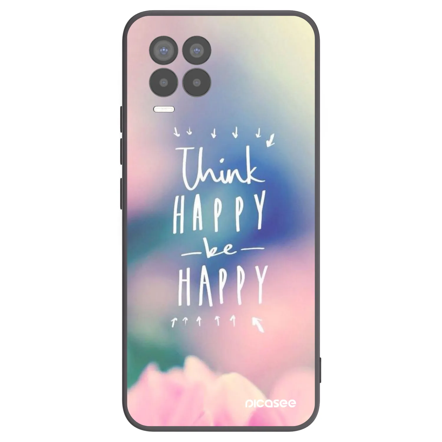 Picasee crna silikonska maskica za Realme 8 Pro - Think happy be happy