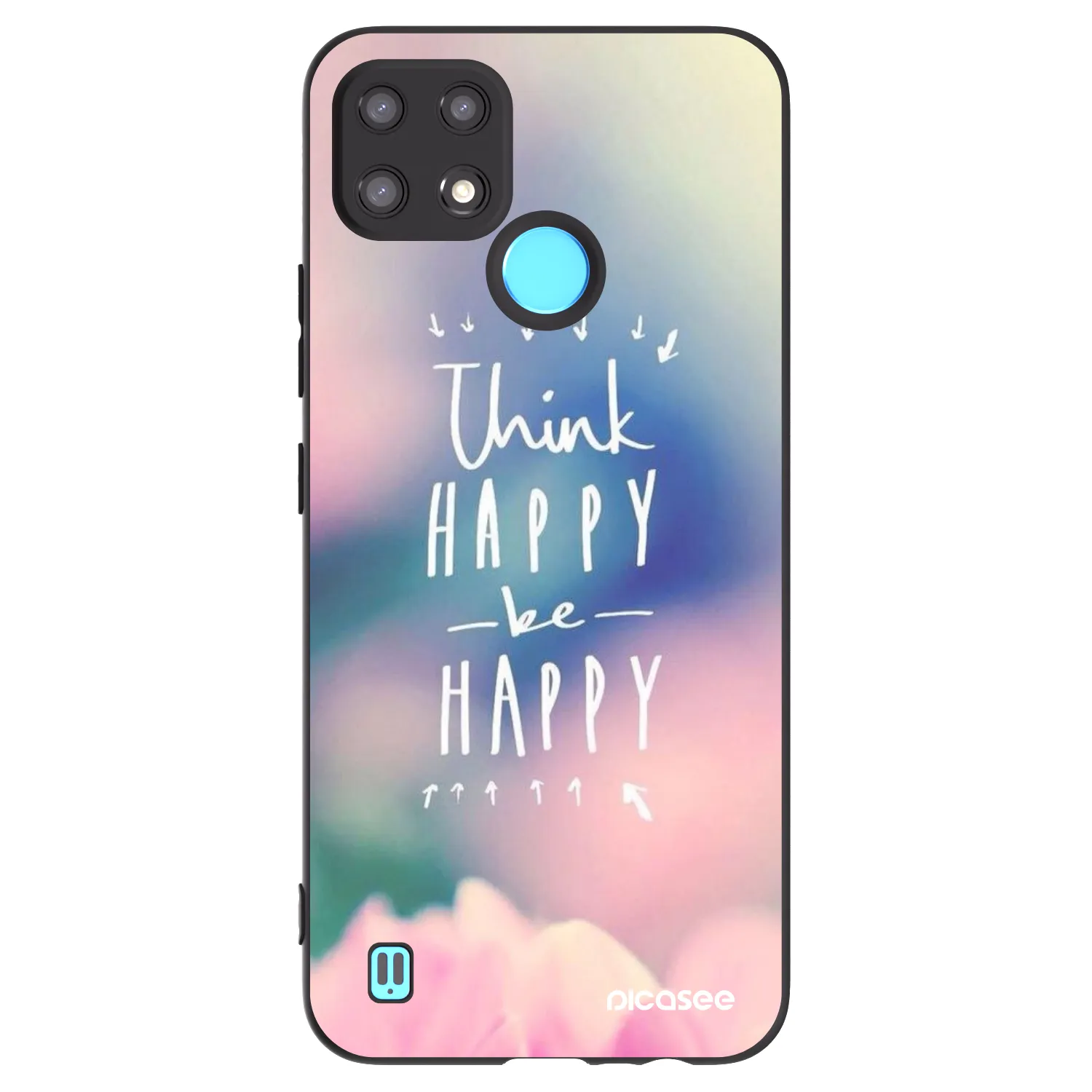 Picasee crna silikonska maskica za Realme C21 - Think happy be happy
