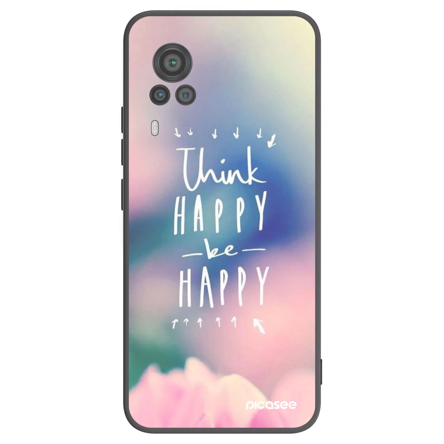 Picasee crna silikonska maskica za Vivo X60 Pro 5G - Think happy be happy