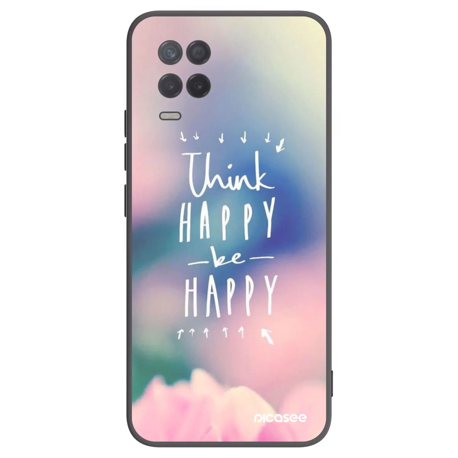 Picasee crna silikonska maskica za Realme 8 5G - Think happy be happy