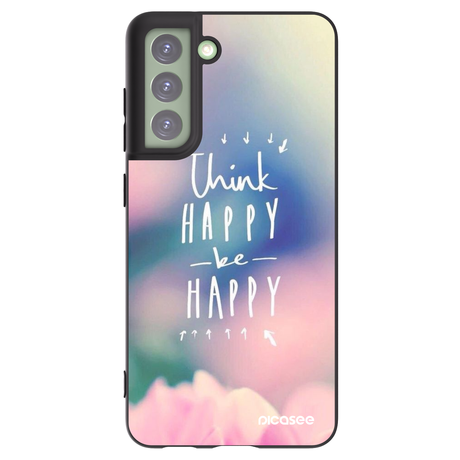 Picasee crna silikonska maskica za Samsung Galaxy S21 FE 5G - Think happy be happy