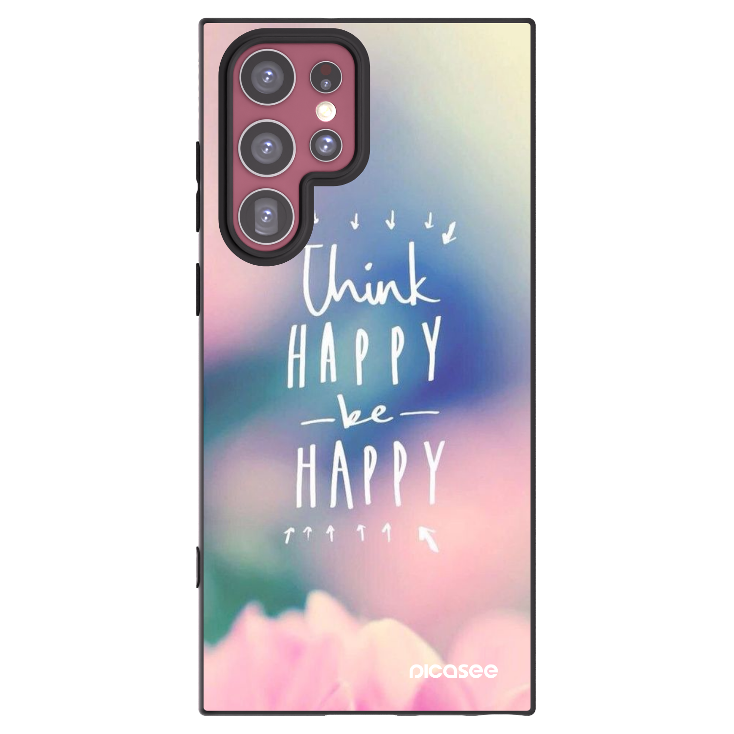 Picasee crna silikonska maskica za Samsung Galaxy S22 Ultra 5G - Think happy be happy